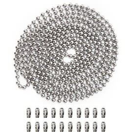 BetterJonny Ball Chain, Key Chain, Ball Chain with Connector, Silver, Total Length: Approx. 2.4 ft (6 m), Key Chain, Parts, Stainless Steel, Ball Diameter 0.09 inches (2.4 mm), Word Book Making, Wallet, Handmade