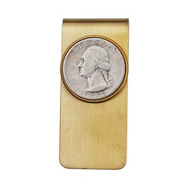 US 1932 Washington Quarter 90% Silver 25 Cent Coin Solid Brass Money Clip New - High Quality - Original Color without Any Plating