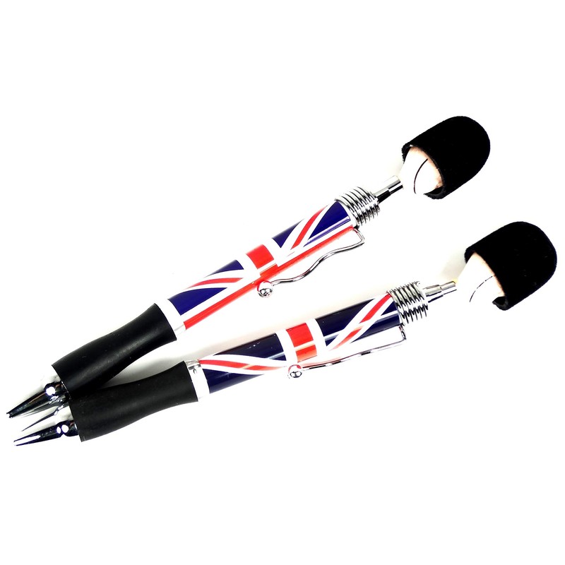 Soldier Head Pens - Set of 2 Union Jack Metal