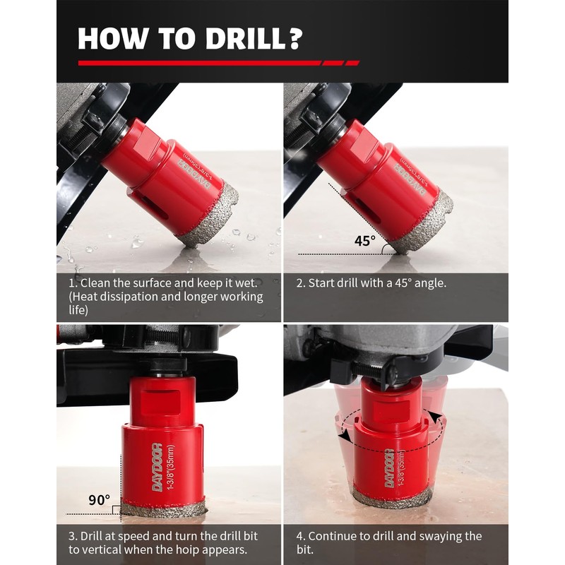 DAYDOOR Diamond Hole Saw Kit, 8-Piece Tile Hole Saw Kit