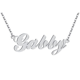 Stainless Steel Silver Gabby Name Necklace Nameplate Charm Necklaces Womens Mom Birthday Valentine Jewelry
