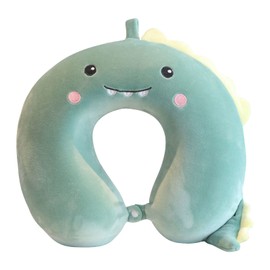 Jiakalamo Cute Travel Pillow for Kids and Adults, U-shaped Neck Pillow, Headrest Airplane Pillow, Headrest, Travel Accessories for Airplane, Car, Train, Bus, Lounger (Small Dinosaur)