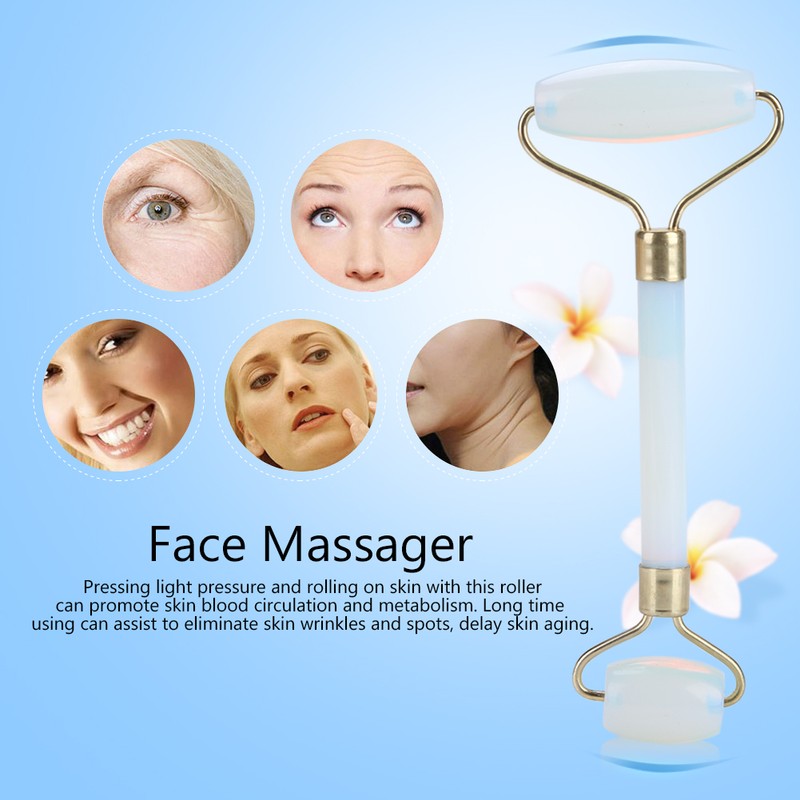 1Pc Artificial Jade Doublehead Beauty Roller AntiAging Face Eye Neck