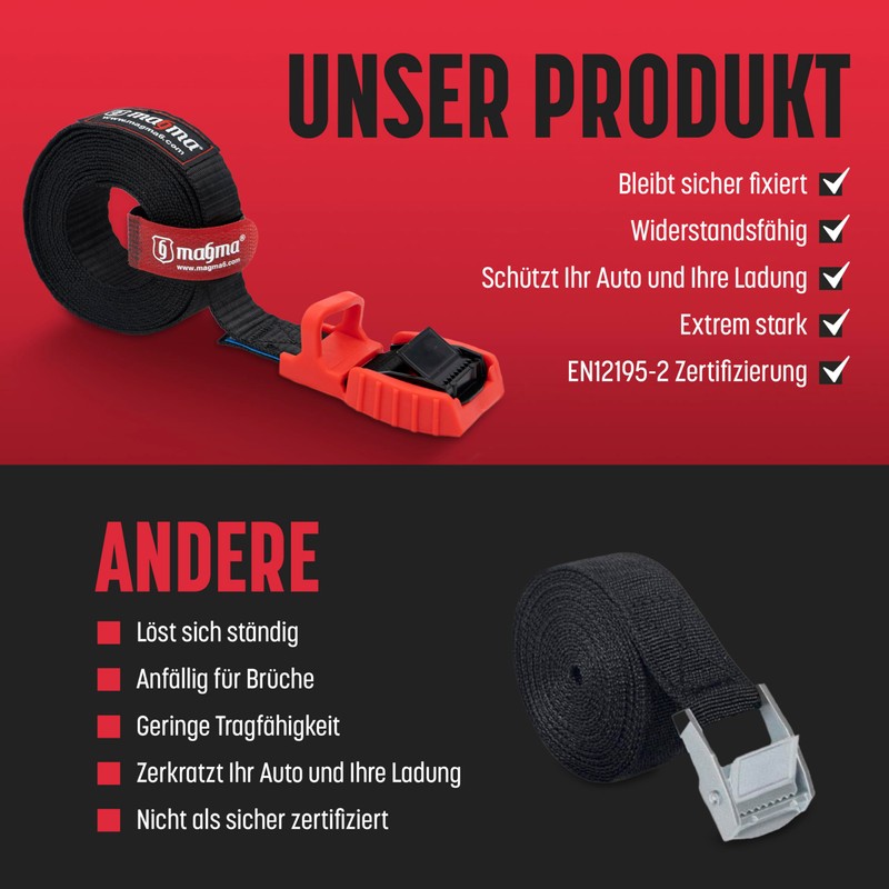 Magma Lashing Straps with Rubber Buckle for Safe Loading of