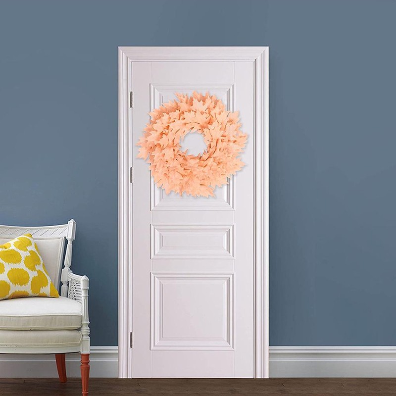 Christmas Door Wreath Artificial Hanging Garland Pink Maple Leaf Wreath