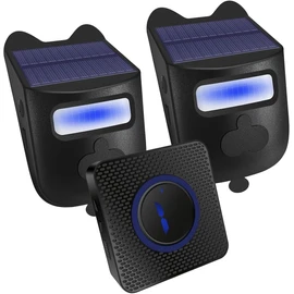 Qumox Solar-Powered Driveway Alert System - Wireless Motion Sensor Doorbell with Weatherproof Design for Home and Business Security (2 Sensor & 1 Receiver)