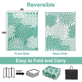 Anidaroel Outdoor Rugs 8x10ft for Patios Clearance Waterproof, Reversible Tropical Plastic Straw Camping Mat Outside Rug, Large Outdoor Area Rug for RV, Porch, Deck, Balcony, Picnic(8'x10')