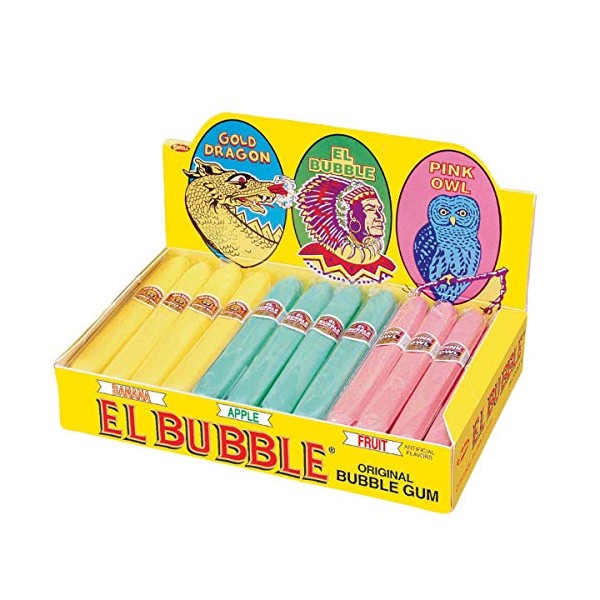 Dubble Bubble El Bubble Original Bubble Gum Cigars, Assorted Fruit Flavors, Box of 36