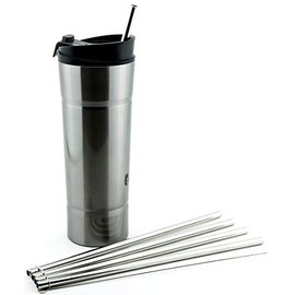 4 Pack Cocostraw for Bubba Hero 20 oz Silver Tumbler PerfectFIT 18/8 Stainless Steel Drinking Straws With Cleaning Brush