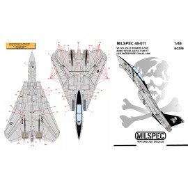 MILSPEC DECAL, MS 48-011, 1/48 SCALE, F-14B TOMCAT, VF-103 JOLLY ROGERS