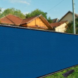 iCover 4x12ft Fence Privacy Screen, Heavy Duty Fencing Panels Screens, Outdoor Shade Cloth Mesh Barrier, Reinforced Bindings and Brass Grommets, Cable Zip Ties Included, Blue