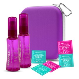 Sparkle Vivid Anti-Reflective Safe Lens Cleaner Spray Kit -(2) 2oz Glasses Cleaner Spray, (5) Pre-Moistened Lens Wipes, (1) Multipurpose Pouch for Eyeglasses, Lenses & Camera Cleaning Kit(8 Piece Set)