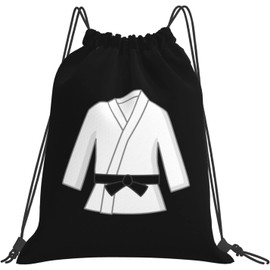 Zateem Gym Sack, Drawstring Bag, Training Bag, Popular, Black Belt and Judo Kimono Pattern, Knapsack, Rucksack, Pool Bag, Drawstring Bag, Gymnastics Wear, Pool Bag, Multifunctional, Storage Bag,