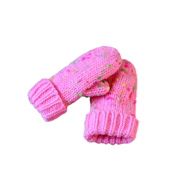 Kids Sprinkled Knit Warm Lined Mittens- Pink Candy (Infant/Toddler Girl