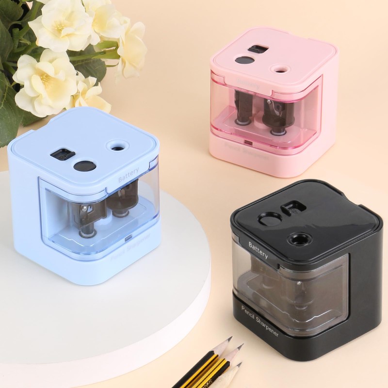 Eagle Electric Pencil Sharpener, Dual Holes, Battery Powered for School/Office/Art,