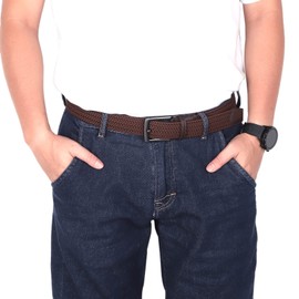 Lovionus89 Mens Golf Belt, Stretch Belts for Men Casual Jeans Adjustable Braided Web Belt, 125 CM, Coffee