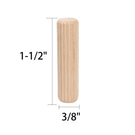 AUXBC 120PCS 3/8" x 1-1/2" Wooden Dowel Pins Straight Grooved Pins with Beveled Ends Tapered for Furniture Door and Art Projects
