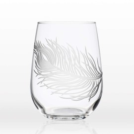 Rolf Glass Peacock Stemless Wine Glass, (Set of 4), 17 oz, Clear
