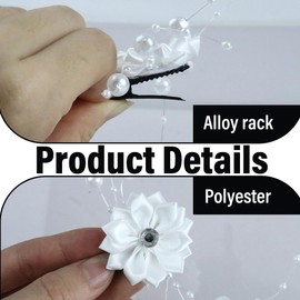 MIRKUZI Haarklammern 4 Stück Mädchen Haarnadeln, Kommunion Haarschmuck, weiße Blumen, Hochzeitshaarnadeln, Prinzessin Blumenmädchen Tiara, Haarnadeln mit Perlen, Taufblumen, Konfirmationsblumen