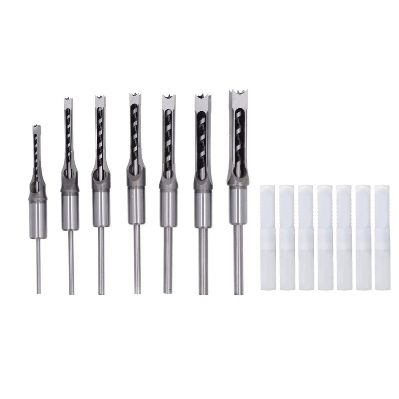 Garosa 7Pcs Square Hole Mortise Chisel Drill Bit Woodworking Hole
