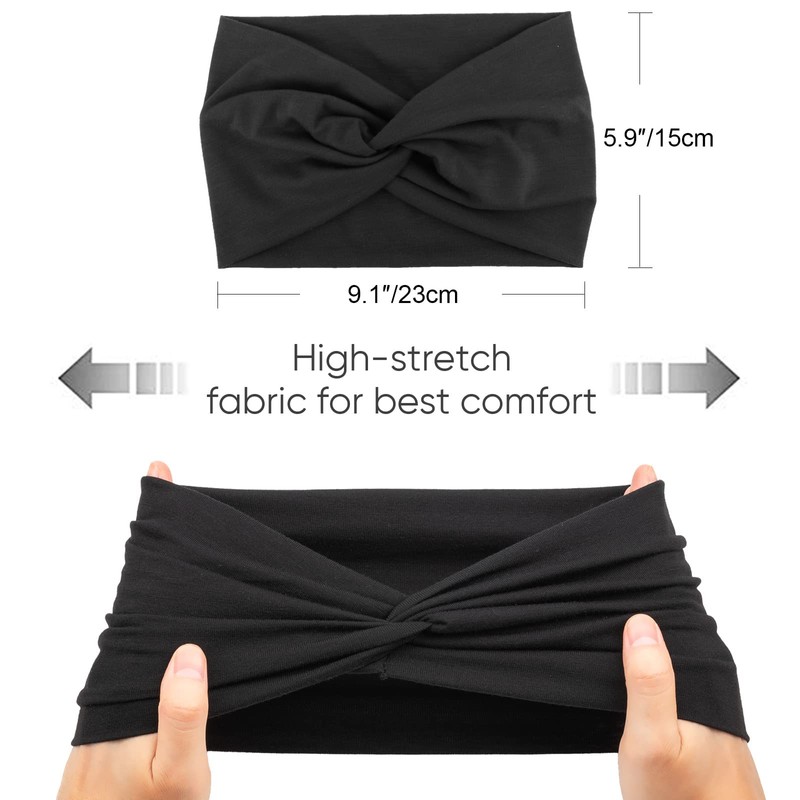 DRESHOW Paquete de 4 diademas de turbante para mujer, anchas