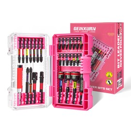 Geinxurn 31-Piece Bit Box Screwdriver Bit Set with Colour Coding Professional, Includes Torx, Ph, PZ, Slotted, Hex S2 Steel Magnetic, Bit Holder, Socket Adapter with Pink Storage Box