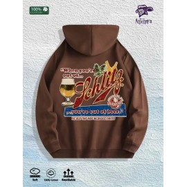 Schlitz Beer Graphic Hoodie 100% Cotton US Warehouse 7 ColorsColor: Brown, Size: M