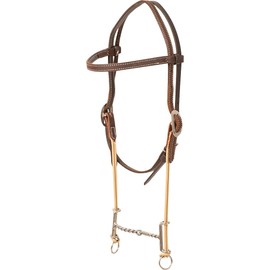 Classic Equine Chocolate Roughout Browband Loomis Twisted Wire Draw Gag Bit Headstall