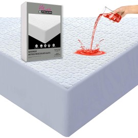 Elite Textilez Mattress Protector, Waterproof and Breathable Terry Top Mattress Cover 15” to 17” Inch Deep Pocket Fitted Sheet Style (White-Floral, Queen (60" x 80"))