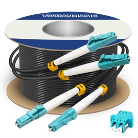 YUTIANHOME 150 Meters Armored Fiber Patch Cable OM3, LC to LC Fiber Optic Cable Cord 10GB/Gigabit Multimode Jumper Duplex 50/125um, Multi Mode Outdoor OM3 LC Fiber 500 Foot