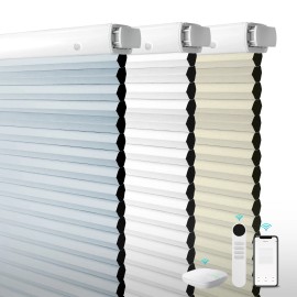 OEM Customization No Drill Automatic Smart Home Electric 100% Blackout Motorized Cellular Shades Honeycomb Blinds for Windowcolor: White, size: 34"W x 72"L