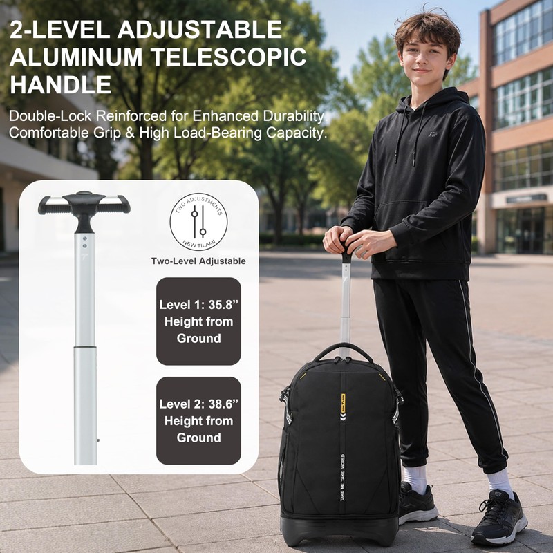 NEW TILAMI 18 Inch Expandable Rolling Backpack with 6-Wheel Stair