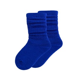 DOOVID Toddler Slouch Socks Knee High Socks Kids Boys Girls Cotton Long Crew Socks Royal Blue 6-8 Years