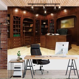 Fabric 10x8ft Business Office View Backdrop Vintage Room Interior Elegant Sofa Wooden Floor Furniture Scene Backgrounds Video Conferencing Banner Decor Adult Portrait Photo Shoot Props