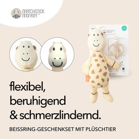 Matchstick Monkey Gift Set - Teether & Plush Toy - Baby Teething Aid with Soft Nubs - Cuddly Toy with Teething Application - BPA Free & Soft Cotton - from 3 Months (Gigi Giraffe)