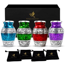 Mini Urns for Human Ashes - Set of 4 Keepsake Urns for Men & Women - Elegant Memorial Small Urns for Ashes Adult (Multicolor, Set of 4)