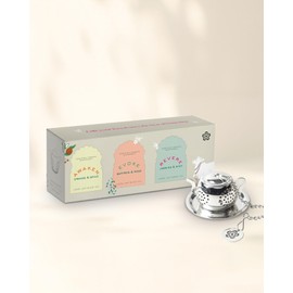 Makaibari Festive Pack Trio Assortment with Infuser : Awaken + Evoke + Revere | USDA Certified Premium Darjeeling Tea | Anti-Oxidants, Immunity Booster | Tin Caddy | 100g x 3 + Infuser