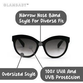GlamBaby Serena Sunglasses for kids - 100% UVA/UVB Protection - Cat Eyed Kids Sunglasses - Lightweight, Stylish & Trendy Sunglasses for Boys and Girls - Perfect for Children Aged 0-2 Years (Black)