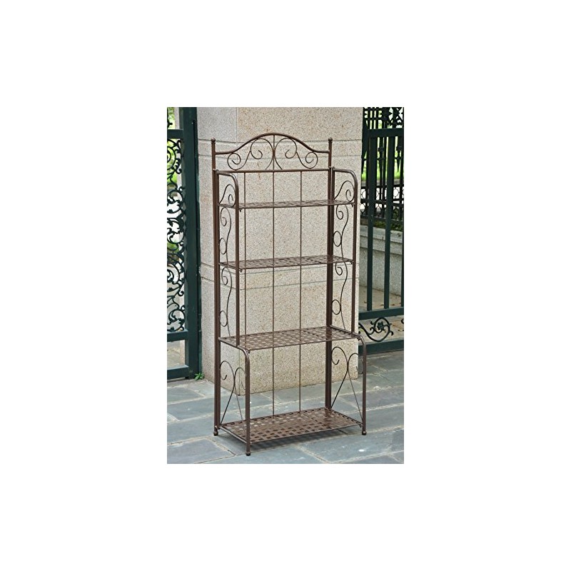 International Caravan 4-Tier Iron Indoor/Outdoor Bakers Rack (Brown)