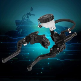 Qiilu Universal 7/8" (22mm) Motorcycle Brake Clutch Master Cylinder Reservoir Levers Set, Black M6f274