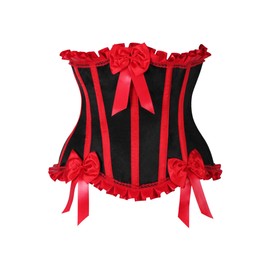 Top Drawer Black/Red Steel Boned Burlesque Underbust Corset Waist Cincher (XLarge)