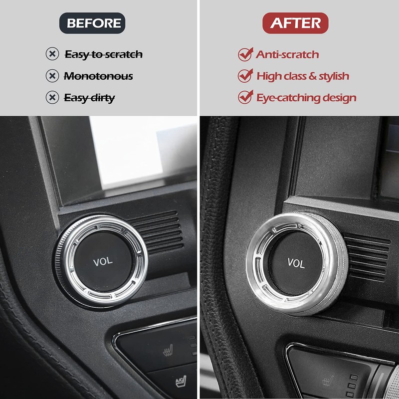 LAIKOU Aluminum Center Console Volume & Tune Knob Cover Sporty