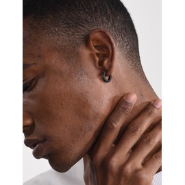 ChicSilver Sterling Silver Earrings men Hypoallergenic Black Earrings for Men Lightweight Black Hoop Earrings Men Christmas Hoop Earrings