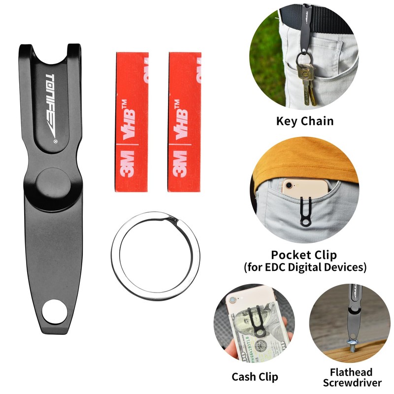 TONIFE EDC Pocket Clip, Multipurpose Clip, Keychain, Wallet Clip and