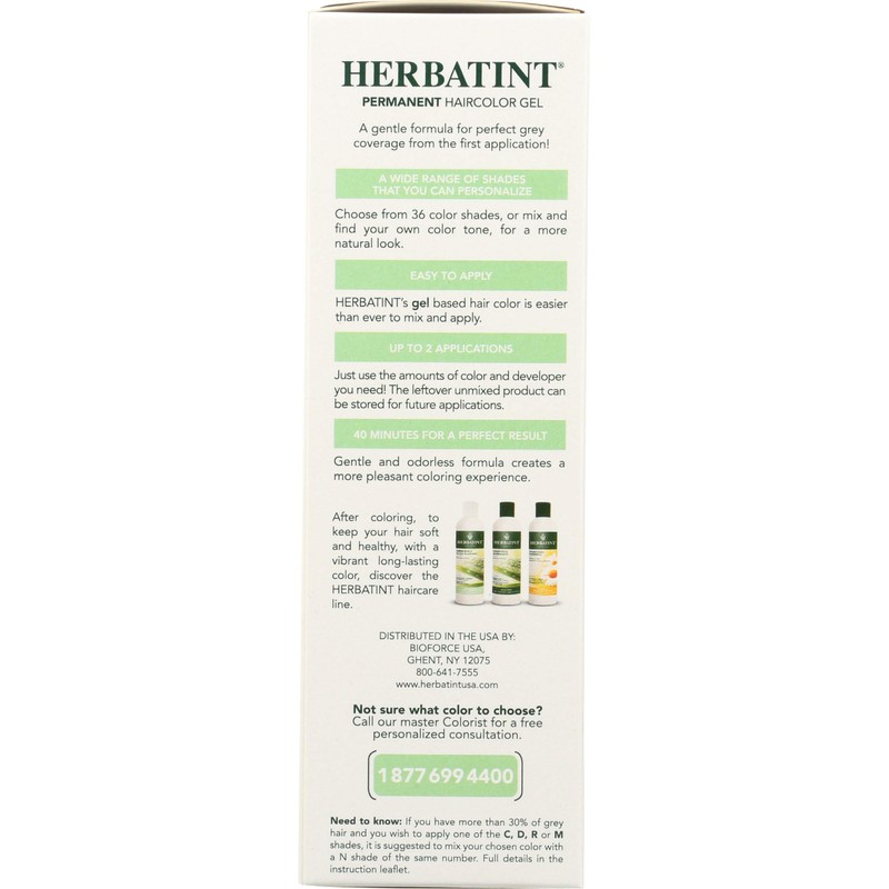 Pack of 1 x Herbatint Permanent Herbal Haircolour Gel 7M
