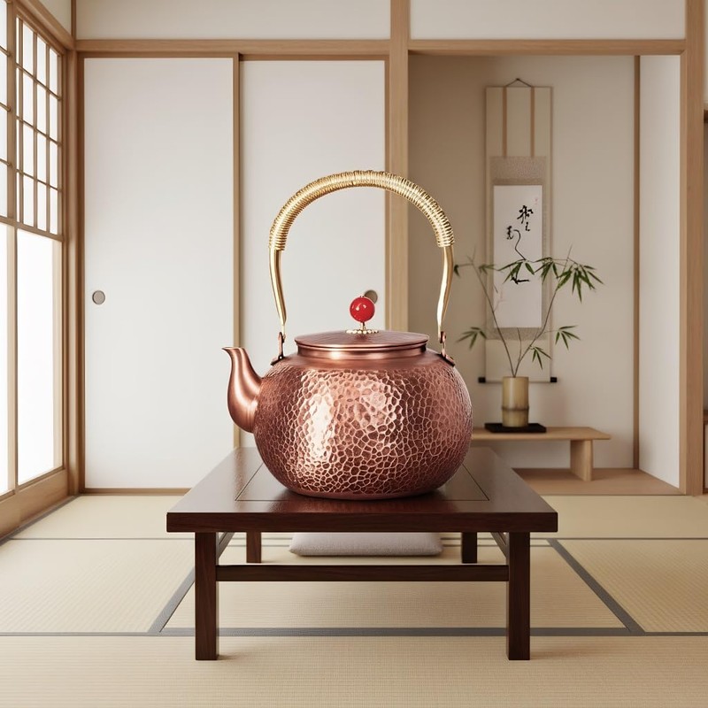 Copper Tea Kettle, 1.6 Quart Stovetop - Handmade Hammered Pot