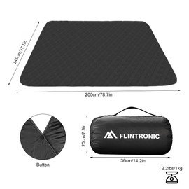 flintronic Picnic Blanket, Waterproof Camping Blanket, Foldable Beach Blanket, 145 x 200 cm, Weatherproof and Lightweight, Picnic Blanket for Outdoor, Cold Weather, Camping, Beach (Black)