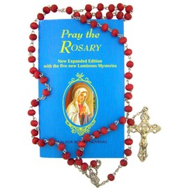 "Pray the Rosary" Instructional How To Booklet with Rose Scented Bead 18 Inch Rosary