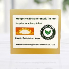 Handmade Natural Benchmark Thyme Soap Bar - Range No.10 - Eczema/Psoriasis/Itchy Skin/Acne/Oily Skin & Hair/Folliculitis, in-grown hairs/rasor bumps, Shaving and other Rashes, Acne. - 75g