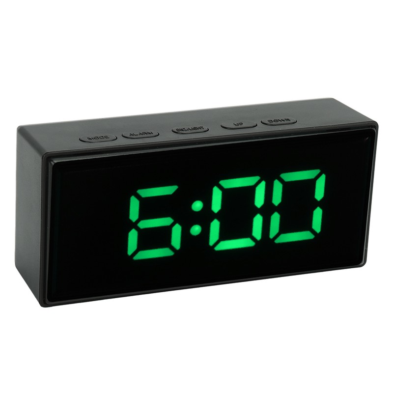 Mirrored Digital Alarm Clock Smart Light Sensing LED Display Digital